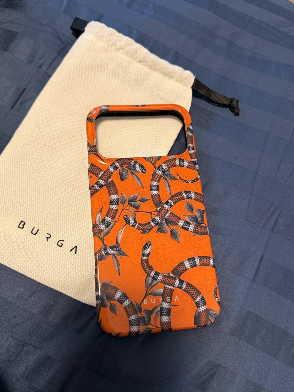BURGA Orange Snake Print iPhone 17 pro max Case